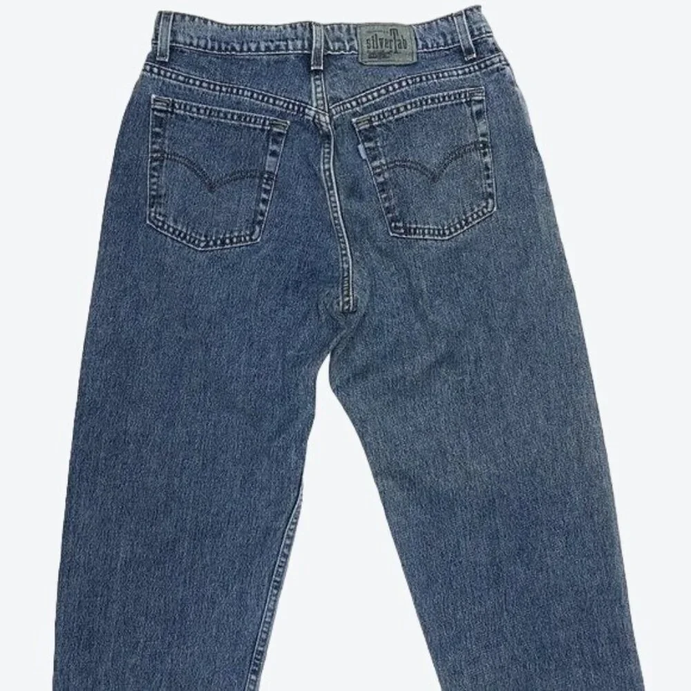 Vintage Levis Silvertab Loose Women's Blue Jeans Medium 13/14 USA 31" x 30" - Picture 4 of 7